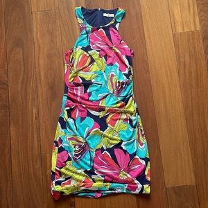 Trina Turk Floral Halter Ruched Dress